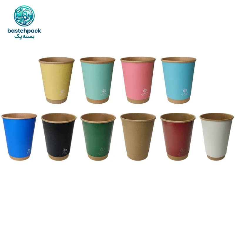 لیوان کاغذی دوجداره 360 سی‌سی مدل هالو چرمی یکبارمصرف دارای سیب سلامت بسته 50 عددی