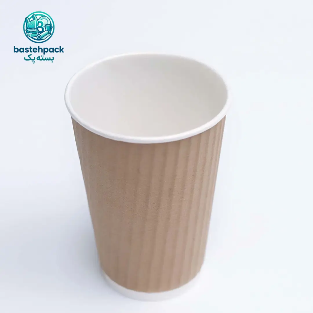 لیوان یکبار مصرف ریپل ۴۲۰ سی‌ سی قهوه ای در پک 1000 تایی
