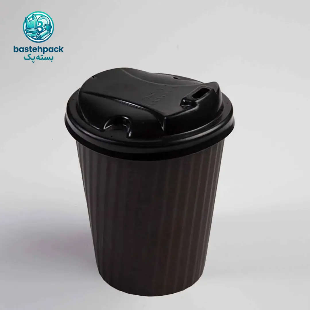 خرید لیوان کاغذی دوجداره قهوه ریپل مشکی 360 سی سی